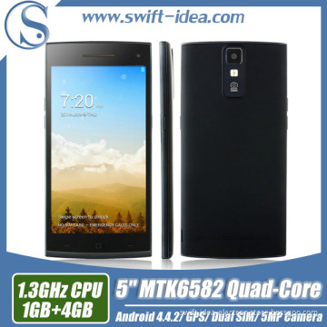Mt6582 Quad Core RAM 1GB+4GB ROM 3G Dual SIM Kitkat Android 4.4.2 5 Inch Mobile Phone (X9)